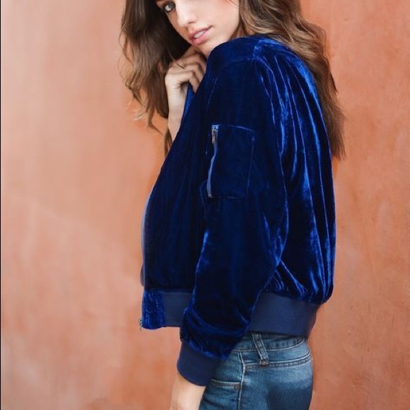 Line & Dot | Velvet Bomber Jacket | XS - Picture 2 of 7